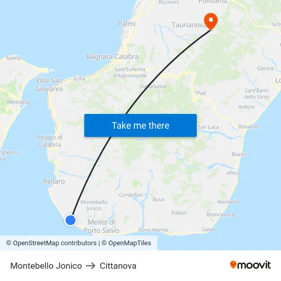 Montebello Jonico to Cittanova map