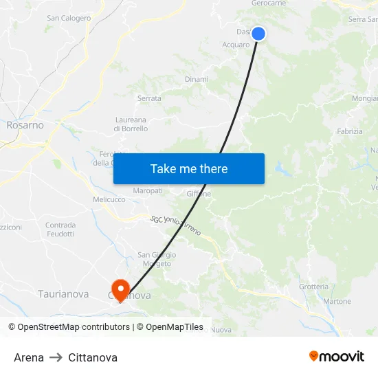 Arena to Cittanova map