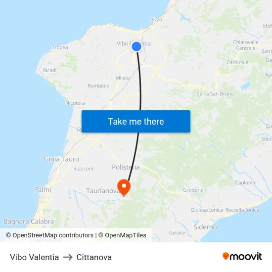 Vibo Valentia to Cittanova map