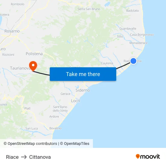 Riace to Cittanova map