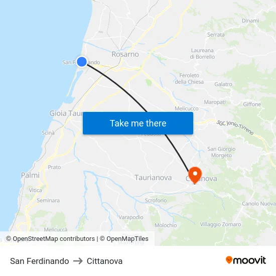San Ferdinando to Cittanova map