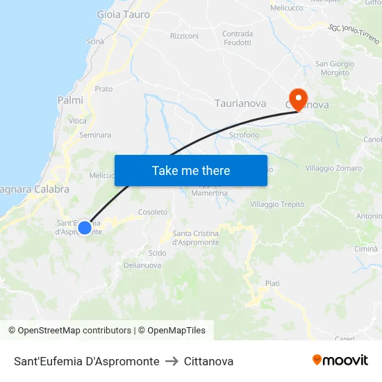 Sant'Eufemia D'Aspromonte to Cittanova map