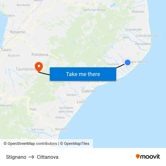 Stignano to Cittanova map