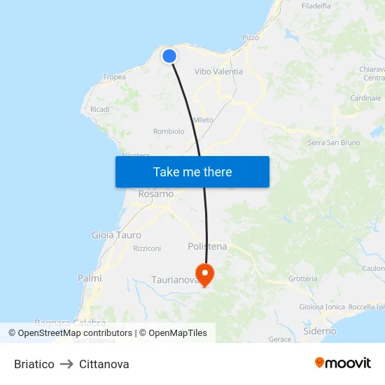 Briatico to Cittanova map