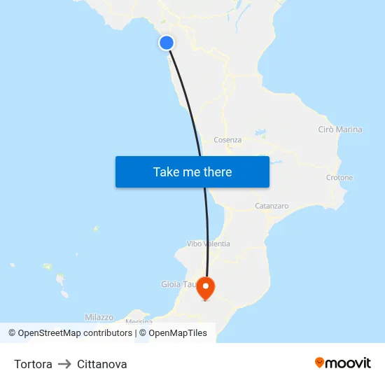 Tortora to Cittanova map