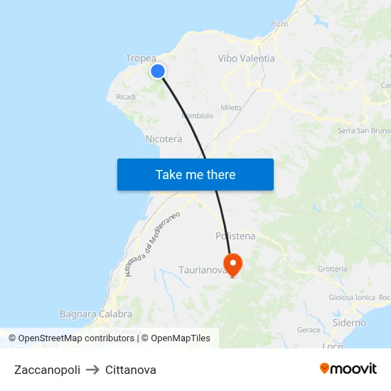Zaccanopoli to Cittanova map