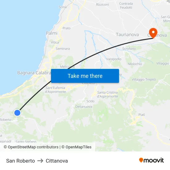 San Roberto to Cittanova map