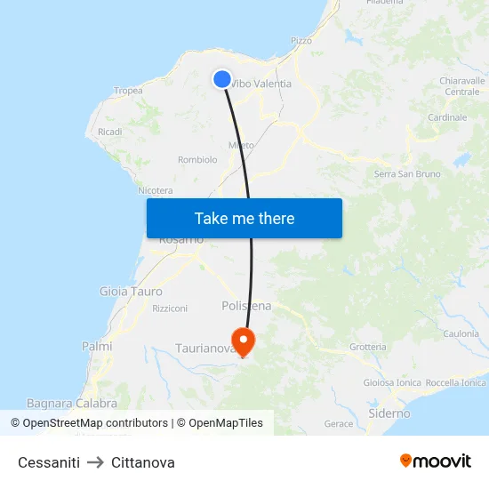 Cessaniti to Cittanova map