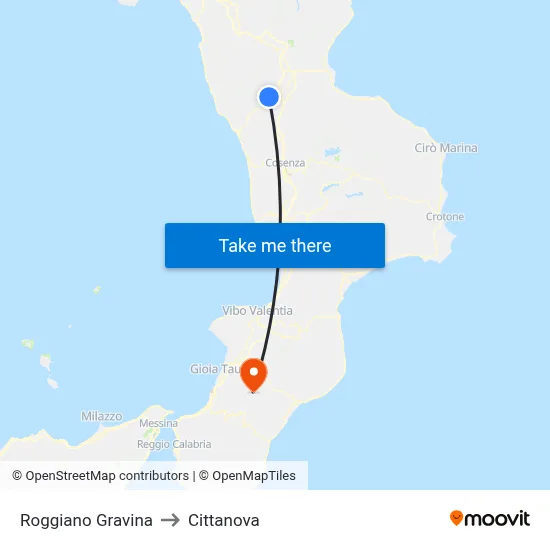Roggiano Gravina to Cittanova map