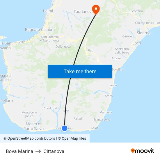 Bova Marina to Cittanova map