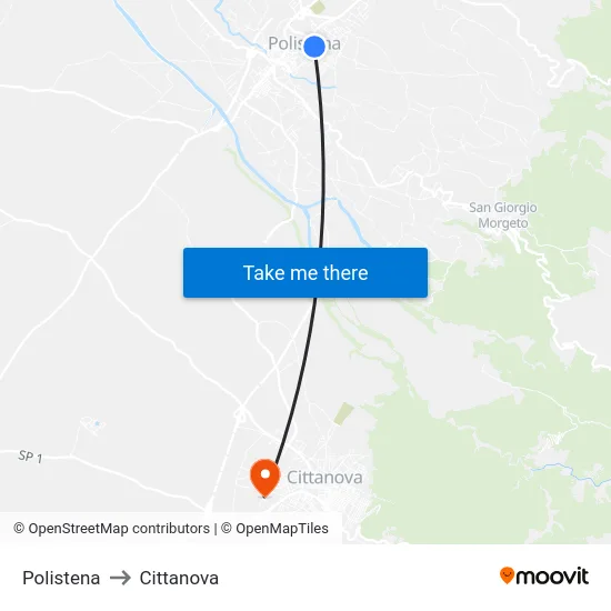 Polistena to Cittanova map