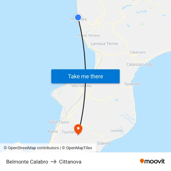 Belmonte Calabro to Cittanova map