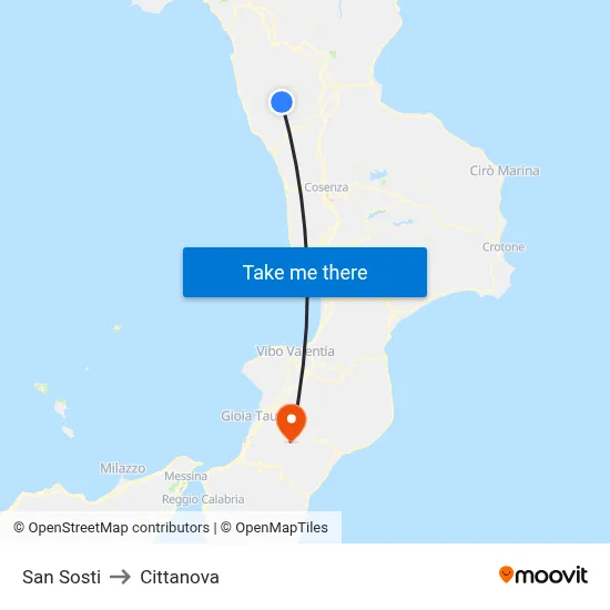 San Sosti to Cittanova map