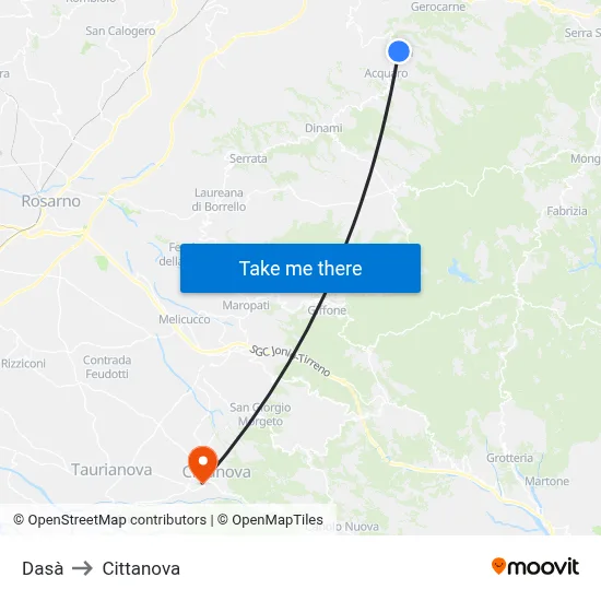 Dasà to Cittanova map