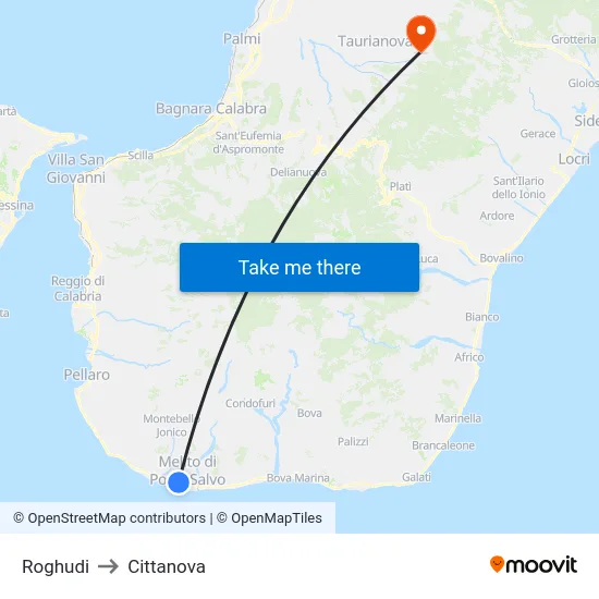 Roghudi to Cittanova map