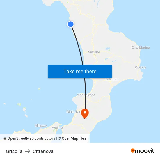 Grisolia to Cittanova map