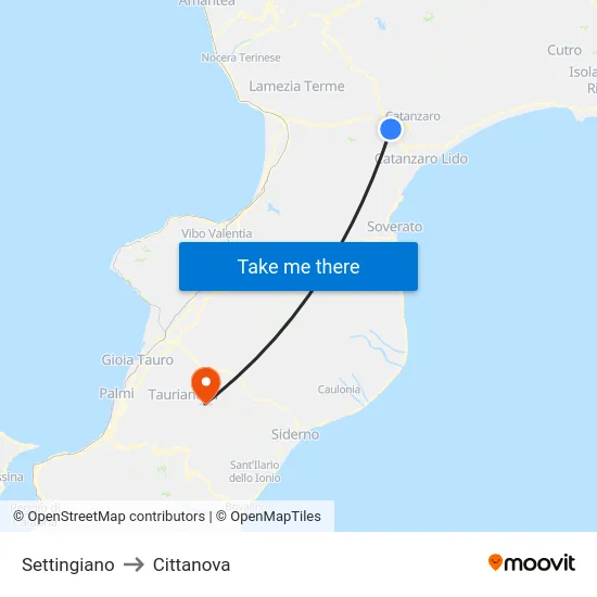 Settingiano to Cittanova map