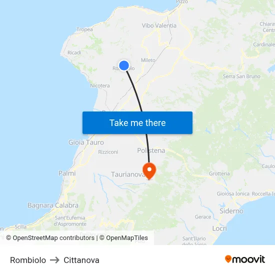Rombiolo to Cittanova map