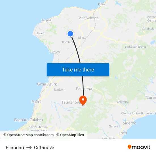 Filandari to Cittanova map