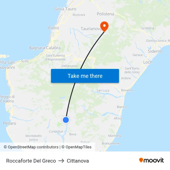 Roccaforte Del Greco to Cittanova map