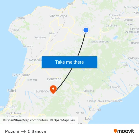 Pizzoni to Cittanova map