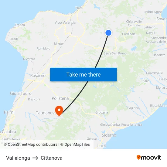 Vallelonga to Cittanova map