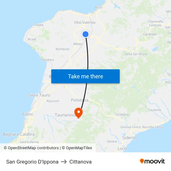 San Gregorio D'Ippona to Cittanova map