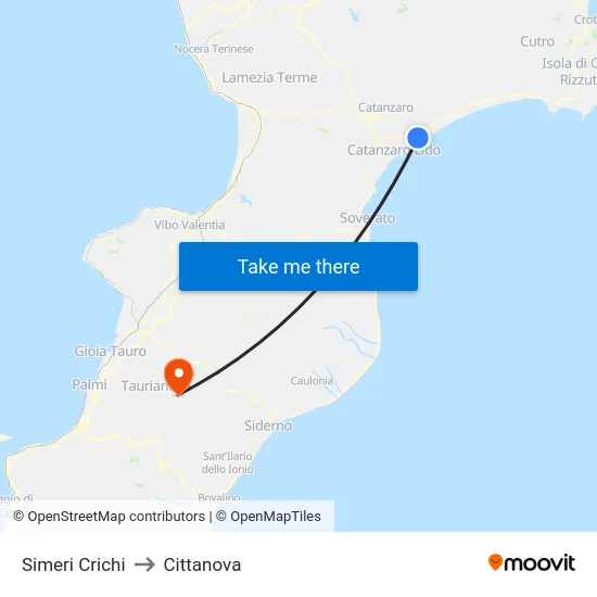 Simeri Crichi to Cittanova map