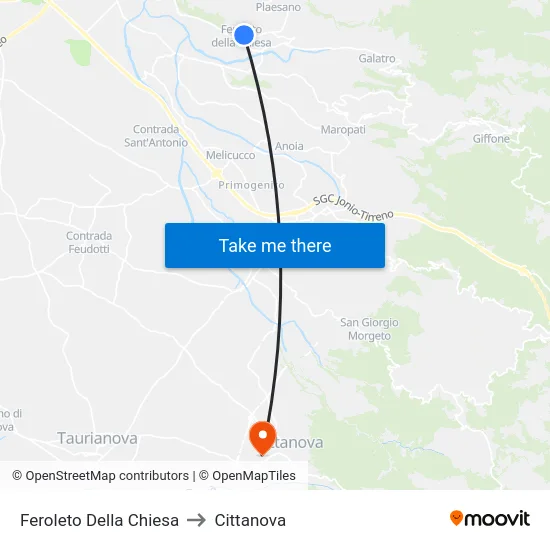 Feroleto Della Chiesa to Cittanova map