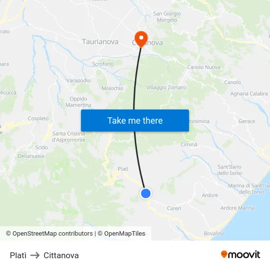 Platì to Cittanova map