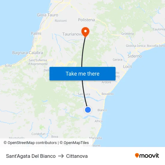 Sant'Agata Del Bianco to Cittanova map