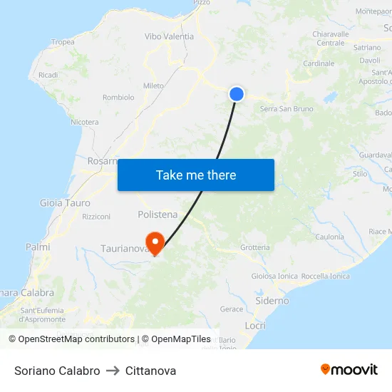 Soriano Calabro to Cittanova map