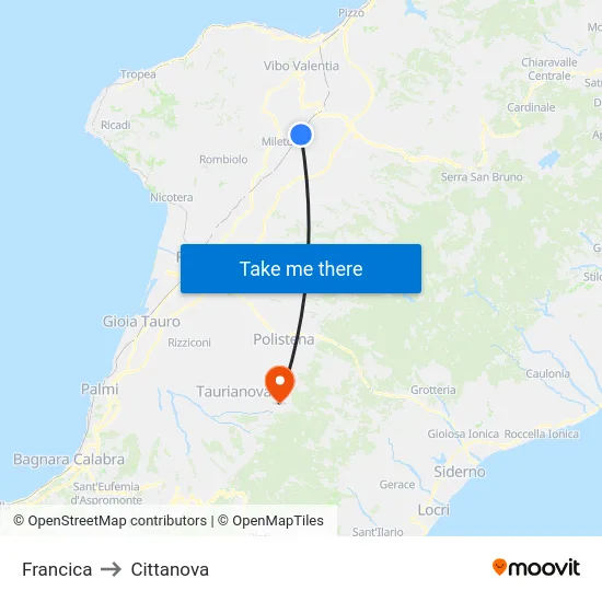 Francica to Cittanova map