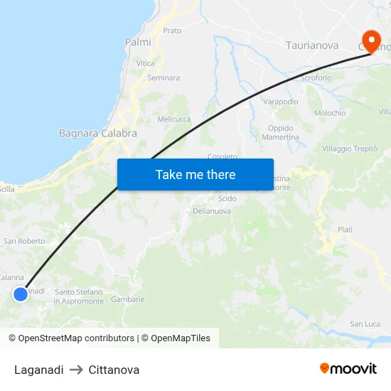 Laganadi to Cittanova map