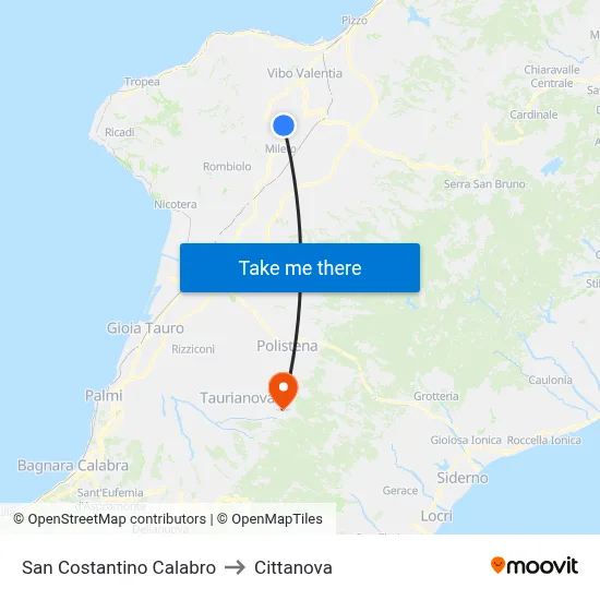 San Costantino Calabro to Cittanova map