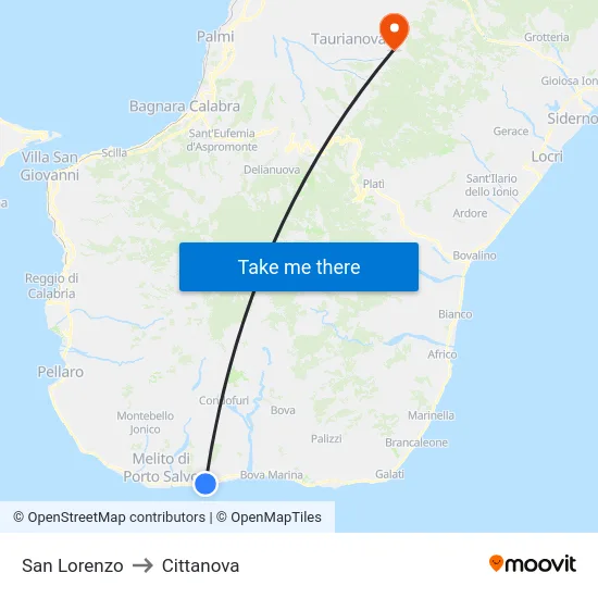 San Lorenzo to Cittanova map