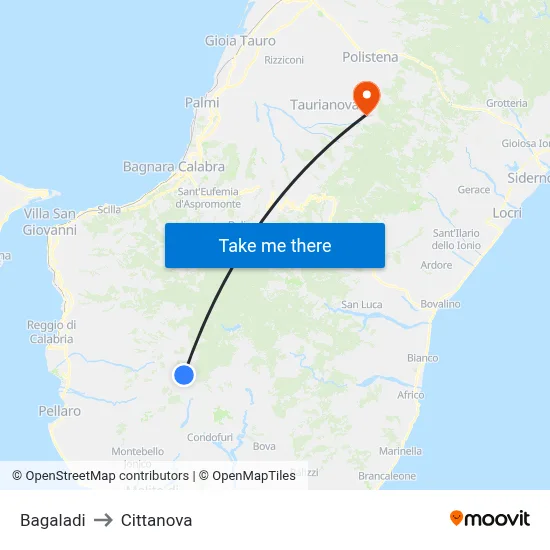 Bagaladi to Cittanova map