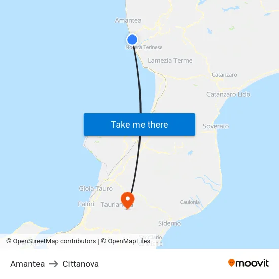 Amantea to Cittanova map