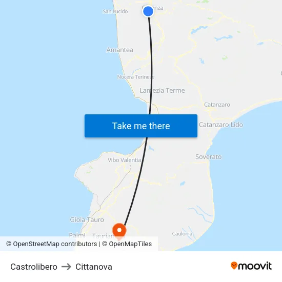 Castrolibero to Cittanova map