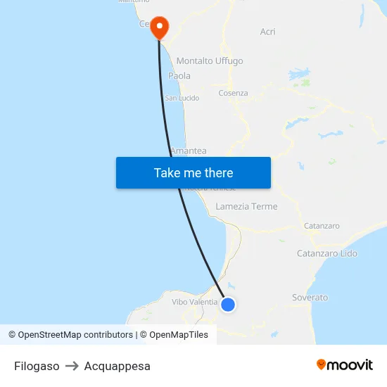 Filogaso to Acquappesa map
