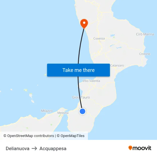 Delianuova to Acquappesa map