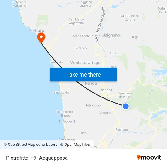 Pietrafitta to Acquappesa map