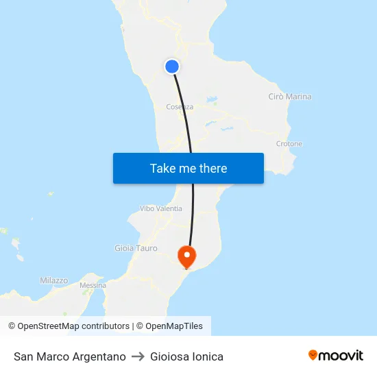 San Marco Argentano to Gioiosa Ionica map
