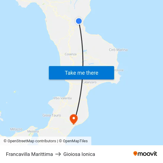 Francavilla Marittima to Gioiosa Ionica map