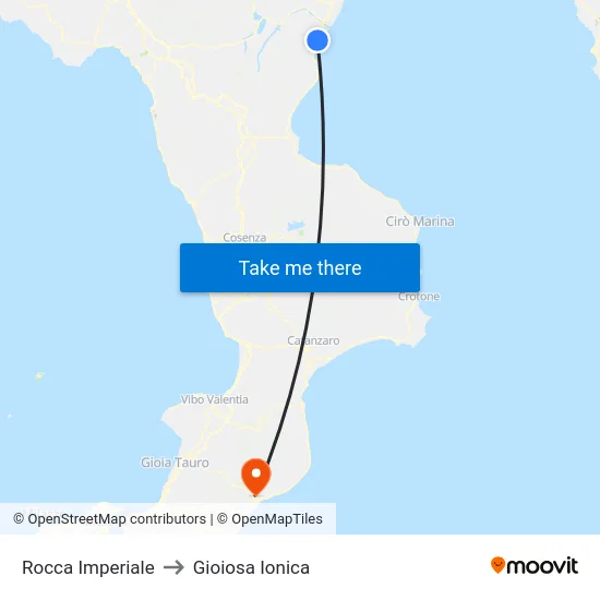 Rocca Imperiale to Gioiosa Ionica map