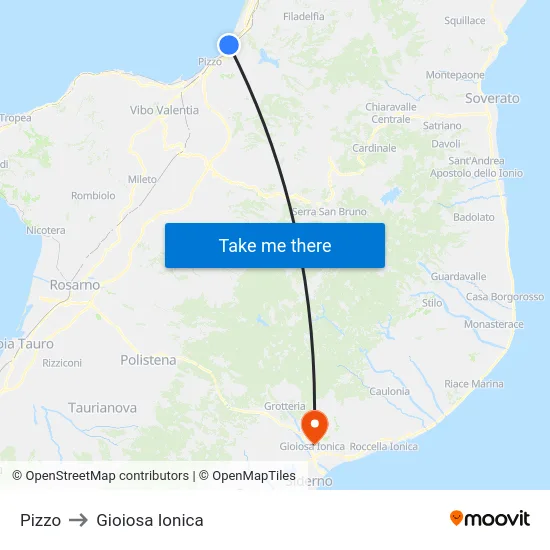 Pizzo to Gioiosa Ionica map