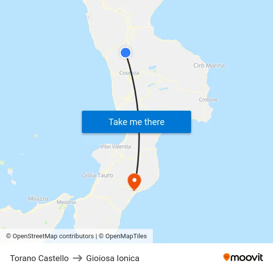 Torano Castello to Gioiosa Ionica map