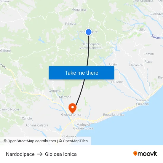 Nardodipace to Gioiosa Ionica map