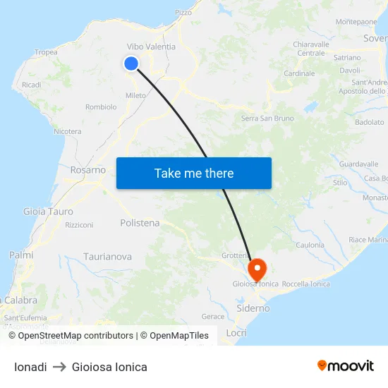 Ionadi to Gioiosa Ionica map