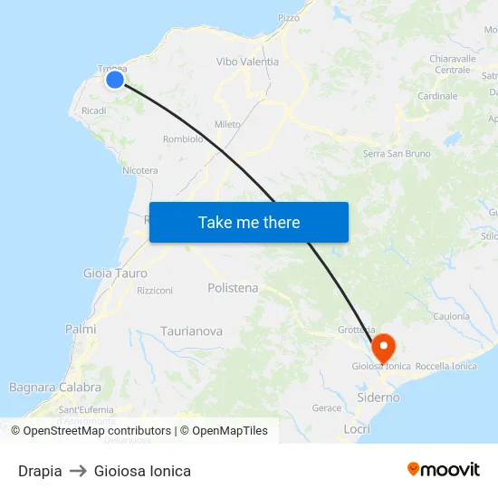 Drapia to Gioiosa Ionica map